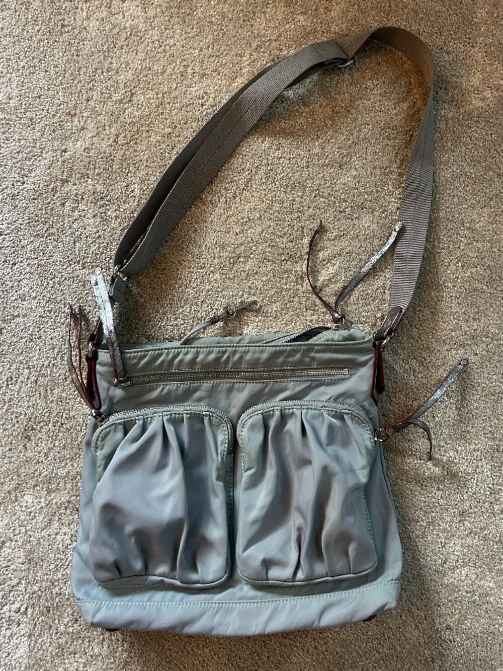 MZ Wallace gray 11.5in x 11.5 in x 2.5in cross body bag